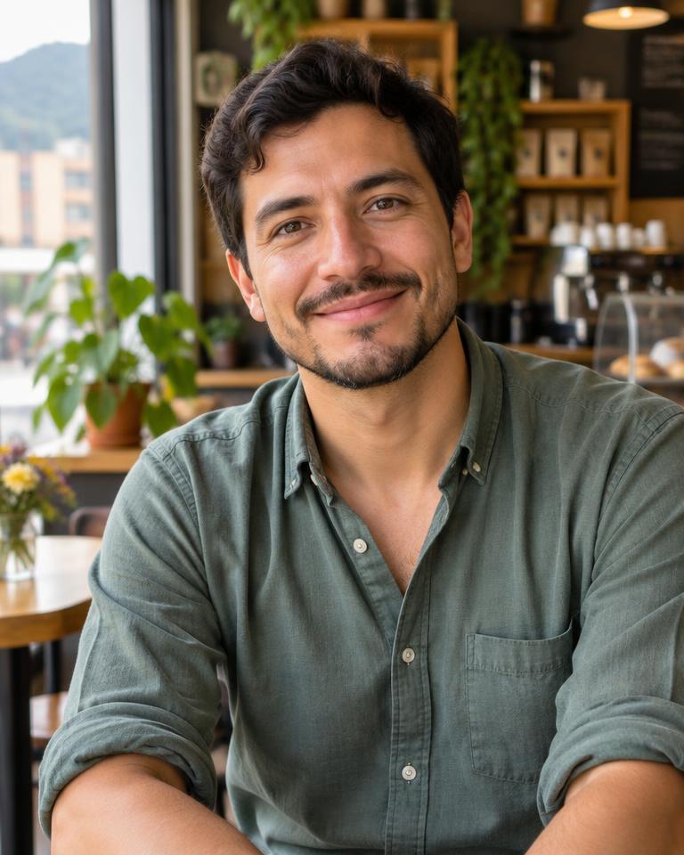 Diego, Café owner from Bogotá